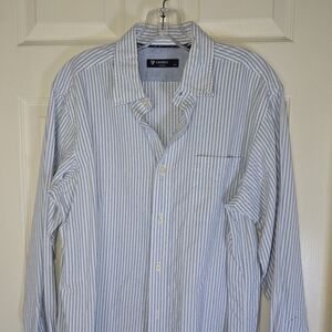 Men's Blue White Striped Button Down Shirt‎ M